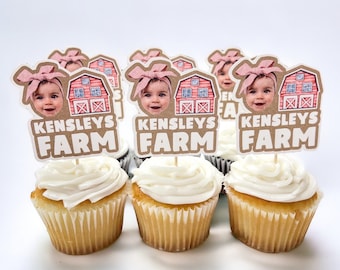 Farm Cupcake Toppers and Party Decorations,  Farm Photo Toppers, Farm Animals, Barnyard, Ranch, First Birthday Party Supplies, Farm