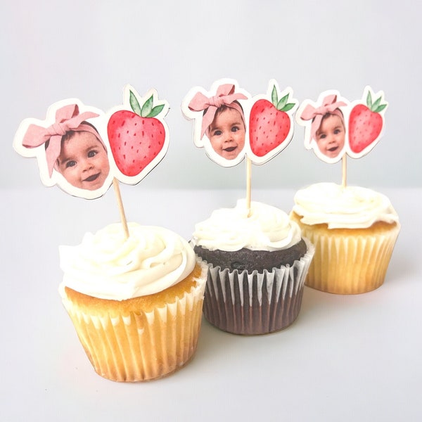 Strawberry Cupcake Toppers | Strawberry Birthday | Berry First birthday | Sweet One | Strawberry Party Decorations | Party Supplies