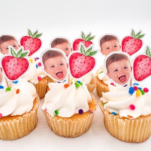Strawberry Cupcake Toppers | Strawberry Birthday | Berry First birthday | Sweet One | Strawberry Party Decorations | Party Supplies