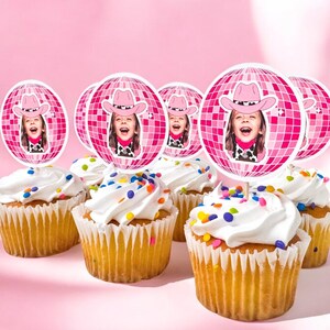 Disco Cowgirl Cupcake Topper | meine erste Rodeo-Geburtstagsfeier | Disko-Cowgirl-Party | Cowgirl Junggesellinnenabschiede Thema | Geburtstagsparty im Westernstil