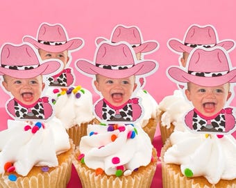 cowgirl face cupcake toppers | my first rodeo birthday party | disco cowgirl party | cowgirl bachelorette theme | western birthday party