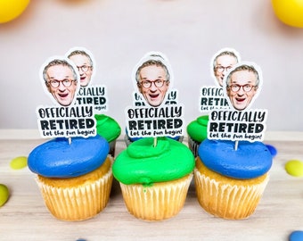 Retirement Cupcake Toppers | Retirement Party Decorations | Retirement Party Theme | Happy Retirement | Personalized Cupcake Toppers