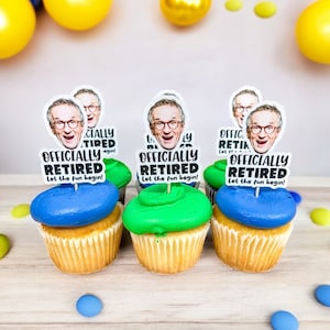 Retirement Cupcake Toppers | Retirement Party Decorations | Retirement Party Theme | Happy Retirement | Personalized Cupcake Toppers