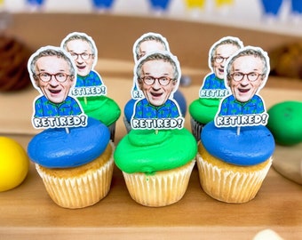 Retirement Cupcake Toppers | Retirement Party Decorations | Retirement Party Theme | Happy Retirement | Personalized Cupcake Toppers