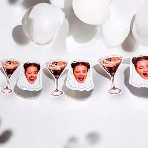 Bannière photo pour célibataire | Bannière en papier cartonné | 5 pieds de long | tête de photo bannière | Bannière de fête | Espresso Martini Bschelorette | Mariée