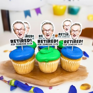 Retirement Cupcake Toppers | Retirement Party Decorations | Retirement Party Theme | Happy Retirement | Personalized Cupcake Toppers