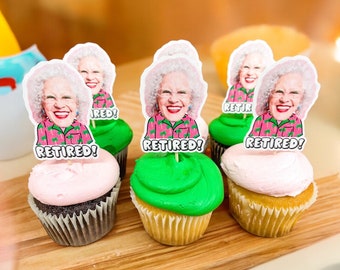Retirement Cupcake Toppers | Retirement Party Decorations | Retirement Party Theme | Happy Retirement | Personalized Cupcake Toppers