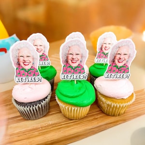Retirement Cupcake Toppers | Retirement Party Decorations | Retirement Party Theme | Happy Retirement | Personalized Cupcake Toppers