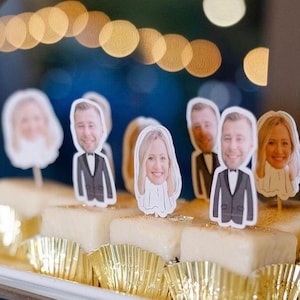 Bride and Groom Photo Head Toppers | Bachelorette | Bachelor | Engagement | Wedding | Bridal Shower | Cupcake Toppers | Bride | Groom