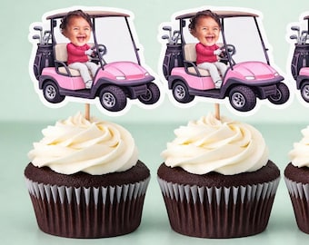 Golf Cart Cupcake Toppers | Face Cupcake Toppers | Kids Birthday Party Decorations | First Birthday | 1st 2nd 3rd 4th 5th | Golf Theme