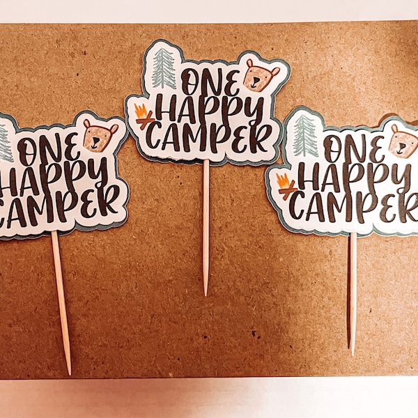 Cupcake Toppers | One Happy Camper | camping first birthday | one happy camper | cupcake decor | camping birthday theme | first birthday