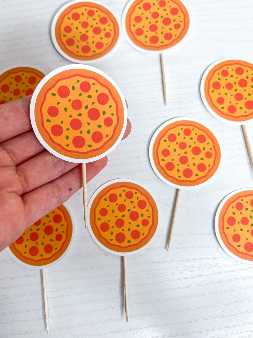Pizza Party Cupcake Topper Pizza Birthday Party Cake Etsy