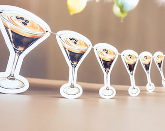 Pancarta de Espresso Martini / Espresso Martini / Fiesta de cumpleaños de Martini / Decoración para despedida de soltera / Decoración de cumpleaños / Tema "Un poco mayor" /