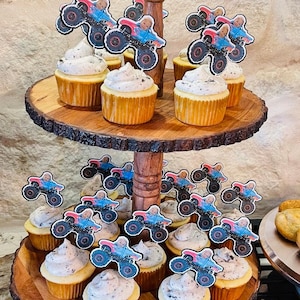 Monster Truck Cupcake Toppers | Photo | Custom | Photo head birthday toppers | Party Decor | Party Supplies | Monster Truck