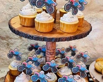 Monster Truck Cupcake Toppers | Photo | Custom | Photo head birthday toppers | Party Decor | Party Supplies | Monster Truck