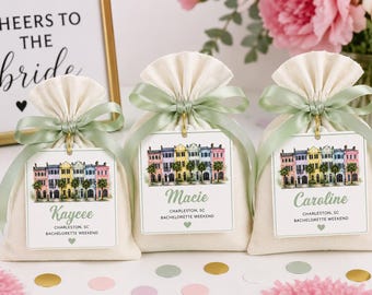 Namensschilder für Brautjungfern | Charleston, SC | Rainbow Row | Gastgeschenke für den Junggesellinnenabschied | South Carolina | Geschenke | Personalisiert | Junggesellinnenabschied