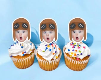 Cupcake Toppers | Plane |Airplane Birthday Party Theme and Party Decorations | Time Flies | Pilot birthday party