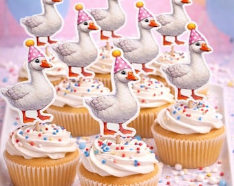 Goose Cupcake Toppers | One Silly Goose | Birthday Theme | Party Decor | Decorations | Dessert Table | Baby Shower | Kids Party |
