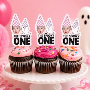 The Spooky One | Personalized Cupcake Toppers | Spooky One Theme | Ghost | Halloween First Birthday | Party Decorations and Supplies