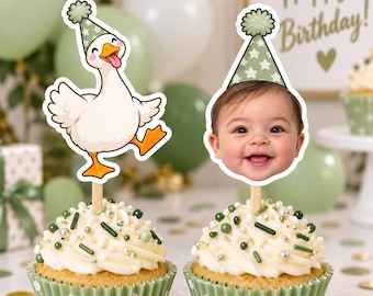 Custom Silly Goose Birthday Cupcake Toppers | First Birthday Party Decor