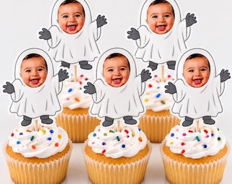 Halloween Cupcake Toppers | Spooky Face Designs (2.9 inch)