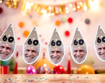 60th Birthday Banner | Customized with photo | 5 foot banner | 60th Birthday Party | Decor | Decorations | Party Banner