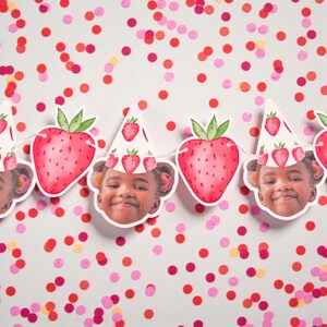 custom face | Cardstock Banner | 5 Foot Long | photo head Banner | Party Banner | Strawberry Birthday | Berry 1st Birthday | image 2