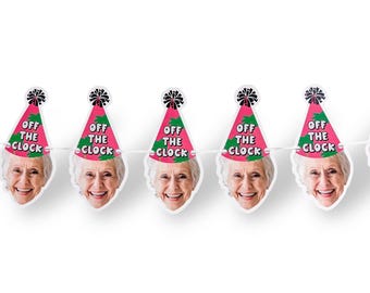 custom face | Cardstock Banner | 5 Foot Long | photo head Banner | Party Banner | Off the clock | retirement party banner
