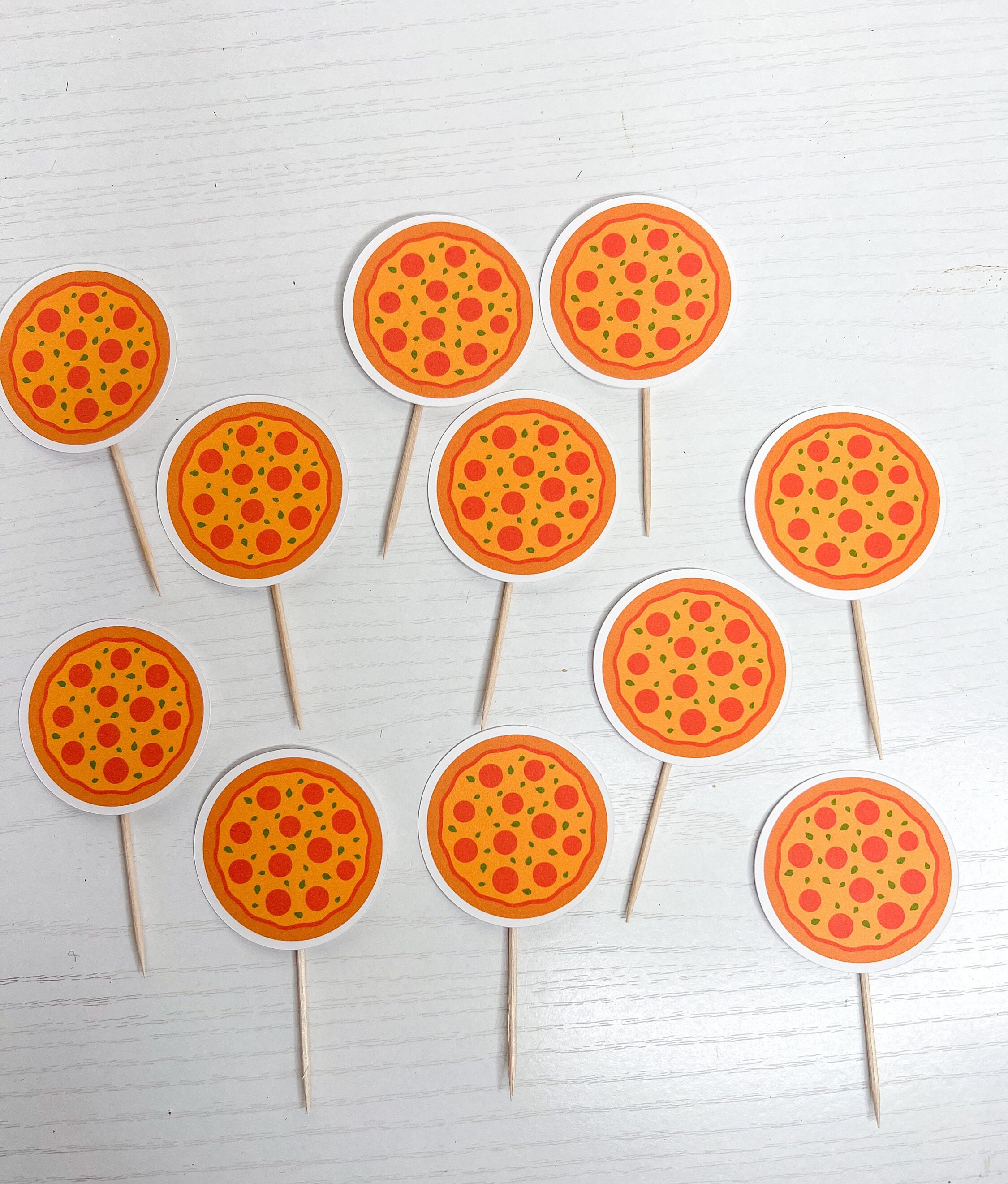 Pizza Party Cupcake Topper Pizza Birthday Party Cake Etsy