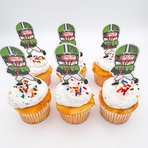 Football Cupcake Toppers | Football Photo Head | 2.9 inch|  Party Supplies | First Year Down Party Decor | Birthday Toppers | First Birthday