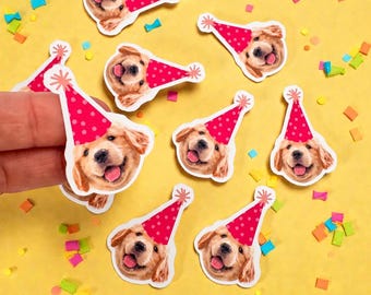 Confeti / Cumpleaños de perro / Foto de cara / Cachorro Mamá Papá / Decoraciones de mesa personalizadas / Perros mascotas / Decoración / Decoraciones / Let's Pawty /