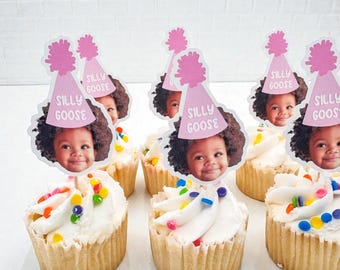 Adornos para cupcakes de Silly Goose / Una fiesta de cumpleaños de Silly Goose / Adornos para fiestas personalizados / Primer cumpleaños de Silly Goose / Decoración para fiesta de ganso /