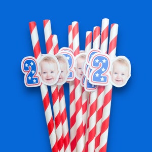 Red White and Two Straws | Drinking Straws | 4th of July Birthday Party Supplies | Little Firecracker | Party Decorations | Straws |