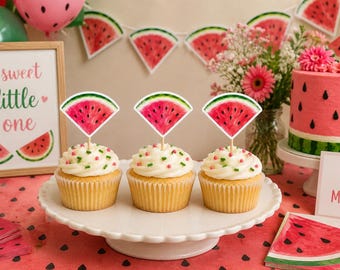 Cupcake-Topper | Wassermelonen-Party | Süßes Eins | Zwei Süße | So süß | Dekorationen | Deko | Desserttisch | Babyparty | Einzigartig