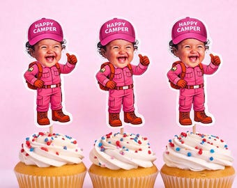 Camp Cupcake Toppers | Birthday decorations | Party Decor | Kids 1st Birthday | Ranger Outfit | One Happy Camper | Supplies | Dessert Table