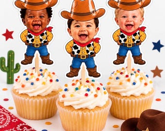 Personalized Cowboy Cupcake Toppers | Western Birthday Party Decorations