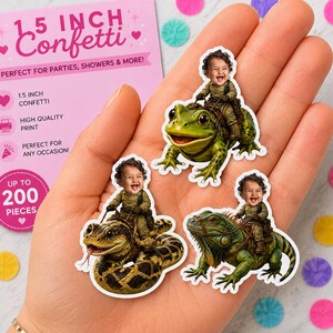 Personalized Reptile Birthday Confetti | Iguana, Frog, Snake Rider Decorations