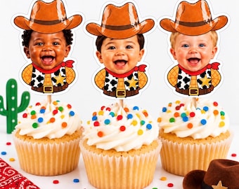 Personalized Cowboy Cupcake Toppers | Western Birthday Party Decorations