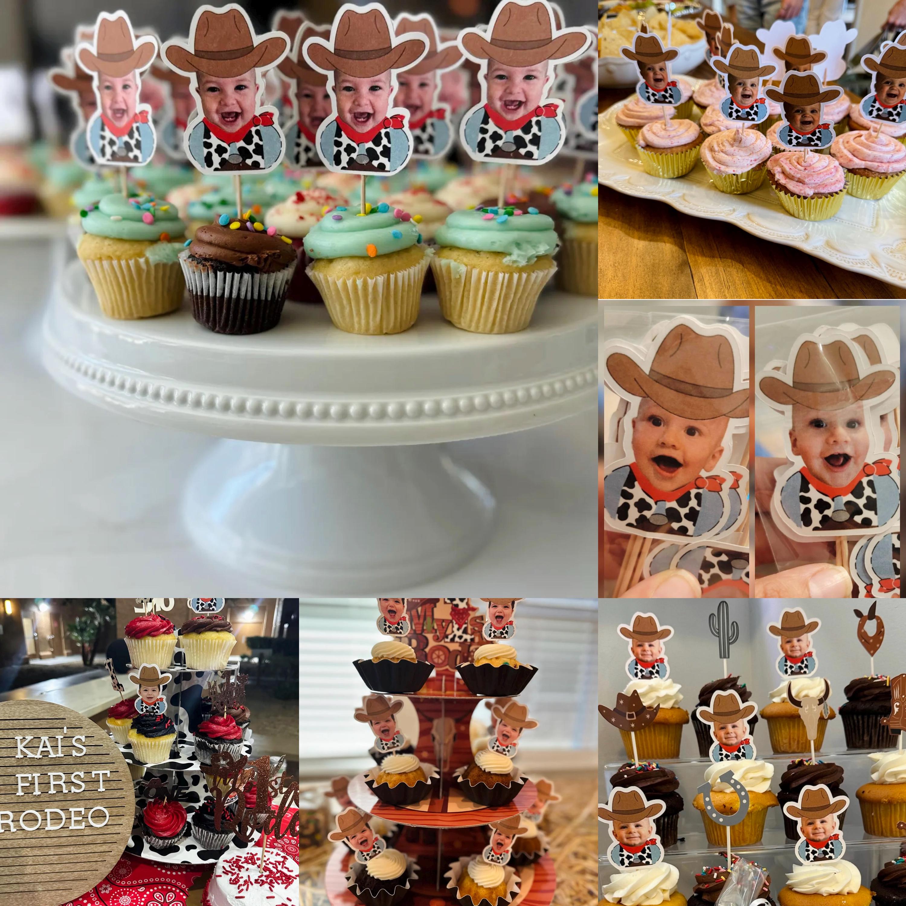 cowboy cupcake toppers | western birthday party decorations | my first rodeo birthday party supplies | cowboy 1st birthday | western party