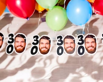 Banner de 30 cumpleaños / Personalizado con foto / Banner de 5 pies / Fiesta de 30 cumpleaños / Decoración / Decoraciones / Banner de fiesta