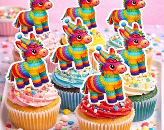 Fiesta Cupcake Toppers | Piñata Decor | Party Decorations | Birthday Celebration | Dessert Table | First Fiesta | Final Fiesta |