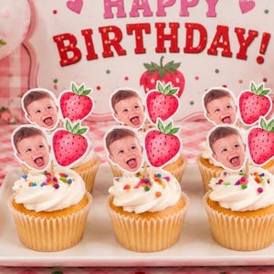 Strawberry Cupcake Toppers | Strawberry Birthday | Berry First birthday | Sweet One | Strawberry Party Decorations | Party Supplies