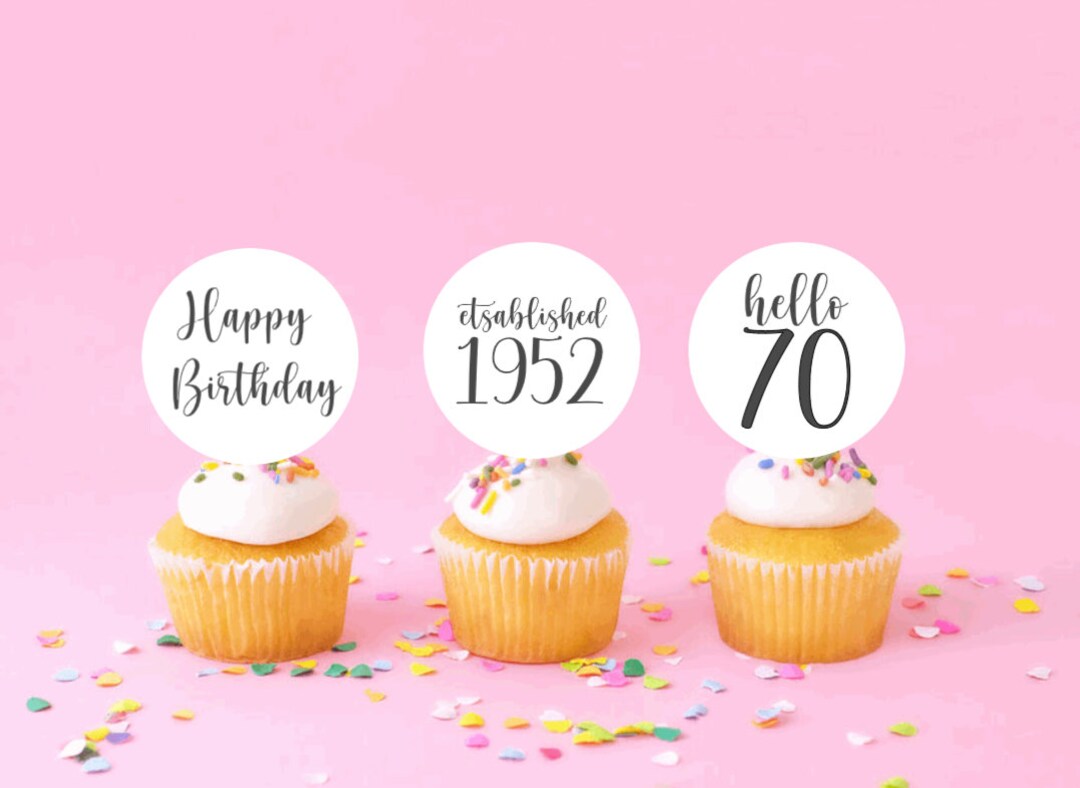 70th Birthday Cupcake Toppers Cupcake Cake Toppers Etsy