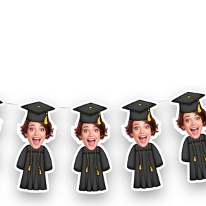 visage personnalisé | Bannière en papier cartonné | 5 pieds de long | Tête de photo Bannière | Bannière de fête | Remise des diplômes | Collège | Lycée | Jardin d'enfants | 2025