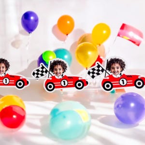 visage personnalisé | Bannière en papier cartonné | 5 pieds de long | tête de photo bannière | Bannière de fête | Bannière d'anniversaire de course | Deux thèmes rapides | Fête de la course