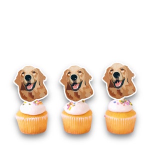 Retriever Topper | Cupcake | Cake | Golden Retriever | Birthday | Party | Dog Birthday | Cupcake Toppers | Party | Theme | Birthday | Dog