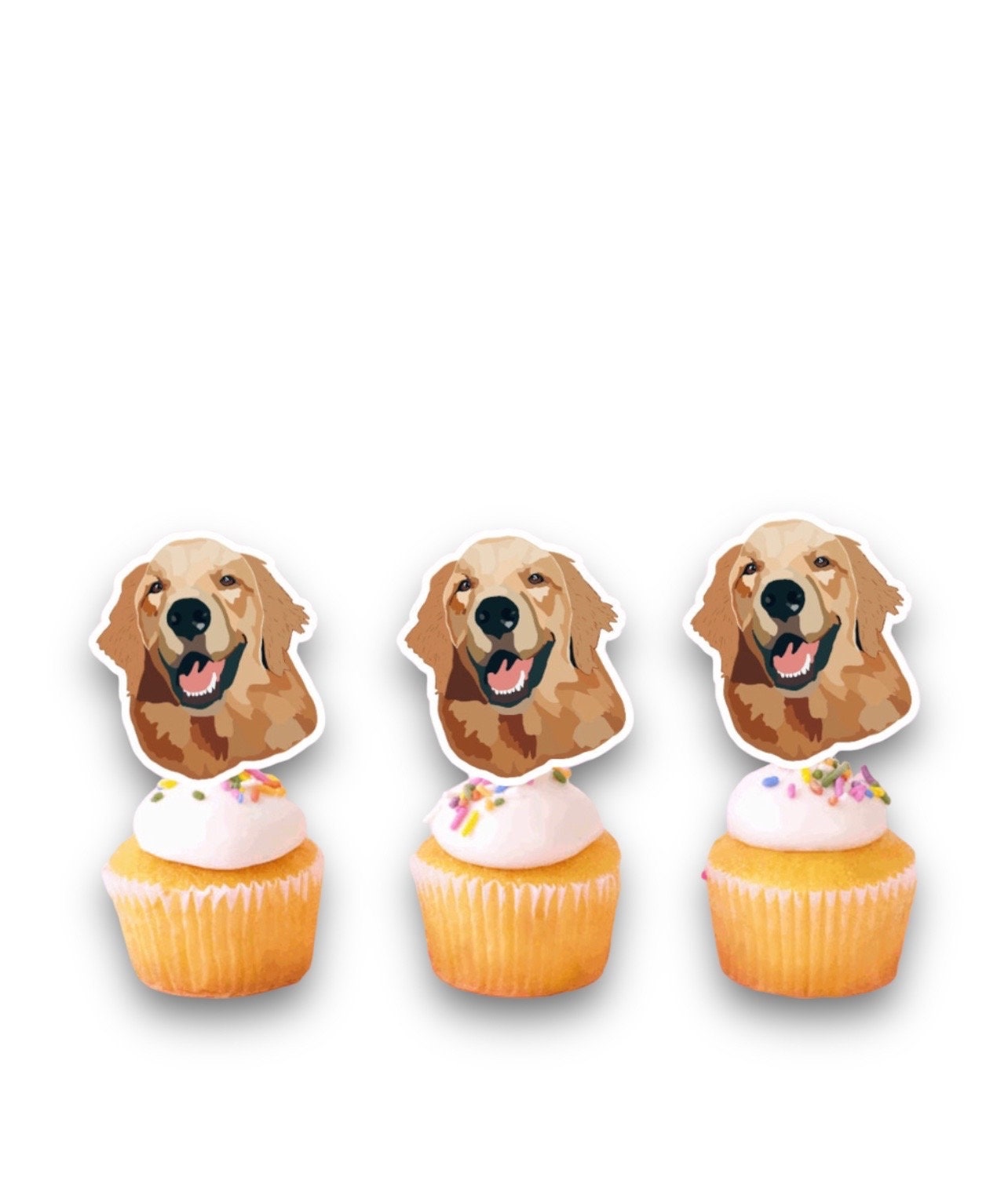 Retriever Topper Cupcake Cake Golden Retriever Birthday Party Dog Birthday Cupcake Toppers Party Theme Birthday Dog Etsy