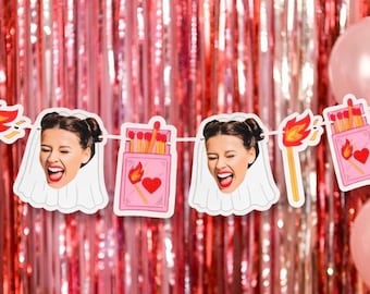 Bachelorette Photo Banner | Cardstock Banner | 5 Foot Long | photo head Banner | Party Banner | Match made in Heaven |  Perfect Match Bach