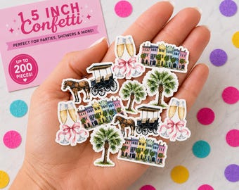 Konfetti | 3,8 cm | Charleston, South Carolina | Junggesellinnenabschied | Braut | Lustig | Küste | Regenbogenreihe | Mädelsausflug | Brautjungfern