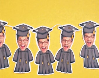 benutzerdefinierte Gesicht | Karton Banner | 5 Fuß Lang | Foto Kopf Banner | Party Girlande Abschluss | Kollegium | Abitur | Kindergarten | Jahr 2025